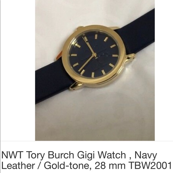 NWT Tory Burch “Navy Blue” Leather Watch - Picture 4 of 4